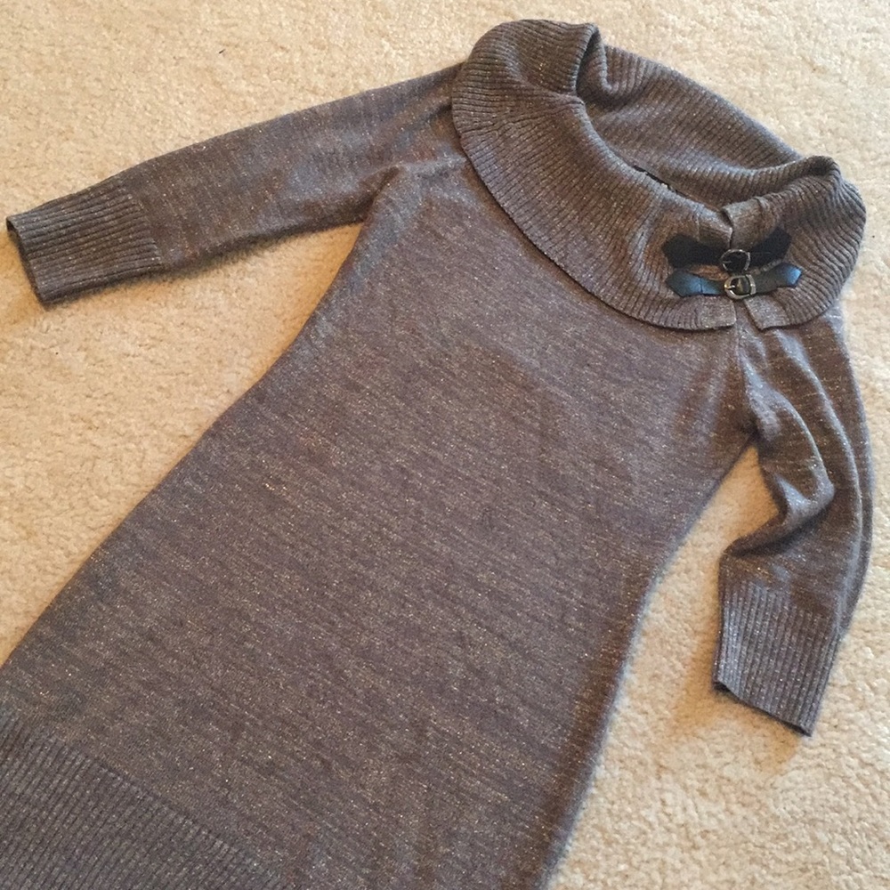 Shimmer Cowl Neck Sweater Dress